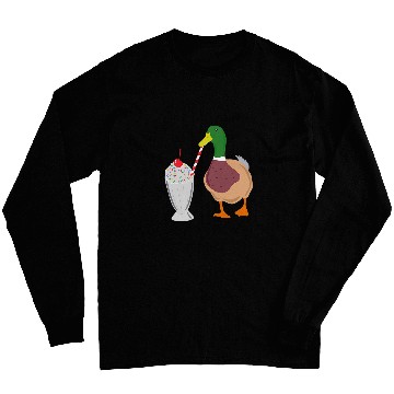 Discover Duck Pet Milkshake Duck Funny Cartoon Mallard Duck Graphic Long Sleeves