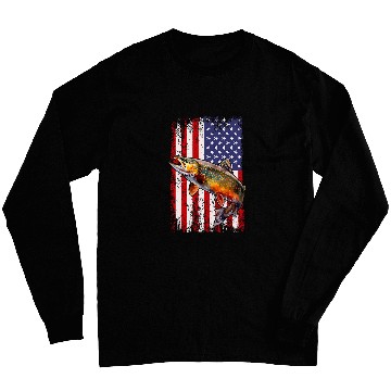 Discover Speckled Brook trout American flag Fishing Long Sleeves