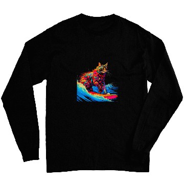 Discover Surfing Maine Coon Cat Surf Long Sleeves