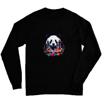 Discover Panda Pet Double Exposure Giant Panda Chinatown Landscape Chinese Art Long Sleeves
