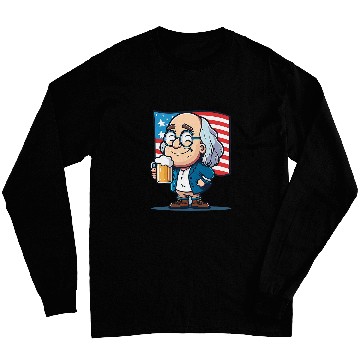 Discover Beer Fun Ben Beer 4th of July Benjamin Franklin USA Merica Long Sleeves