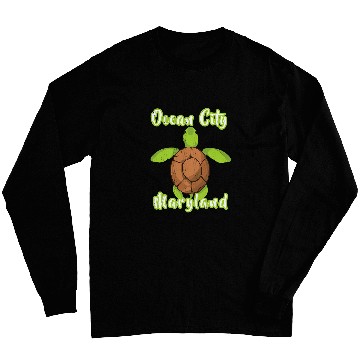 Discover Turtle Pet Ocean City Maryland Beach Whimsy Cute Loggerhead Turtle Long Sleeves