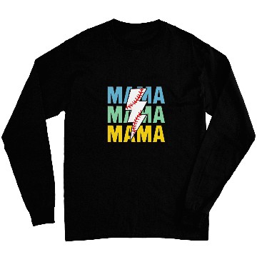 Discover Baseball Mama Distressed Lightning Bolt Mom Long Sleeves
