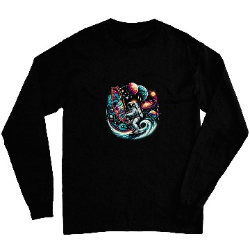 Discover Cool Galaxy Windsurfer Astronaut on Windsurfing Long Sleeves