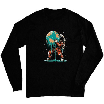Discover Astronaut Earth Space Earth Day Awareness Long Sleeves