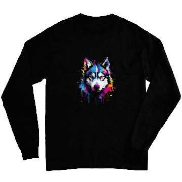 Discover Colorful Siberian Husky Dog Long Sleeves