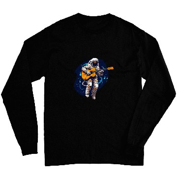 Discover Astronaut Floating In Space Playing An Acoustic Guitar 2 Long Sleeves