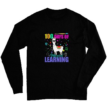 Discover 100 Days Of Magical Learning Llama Funny Teacher Student Long Sleeves
