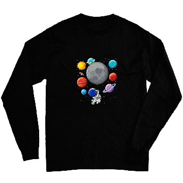Discover Astronaut Holding Planet Balloons SolarSystem Space Kids Long Sleeves