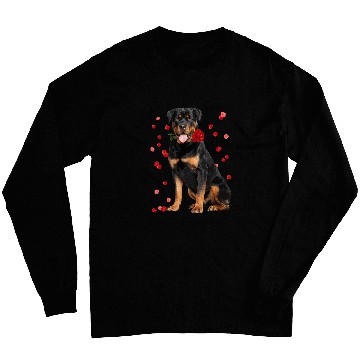 Discover Dog Rottweiler With Rose Falling Cute Valentines Day Long Sleeves