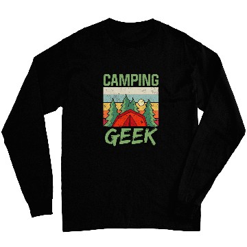 Discover Camping Geek Camper Camp Campsite Campfire Long Sleeves