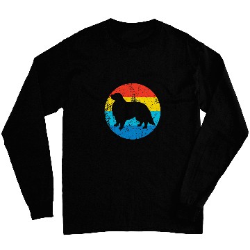 Discover Great Pyrenees Dog Breed Silhouette Retro 1970s Circle Long Sleeves