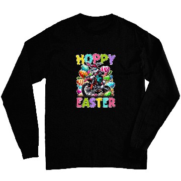 Discover Kids Hoppy Easter Motorcycle Kids Funny Easter Egg Hunt Dirt Bike Long Sleeves