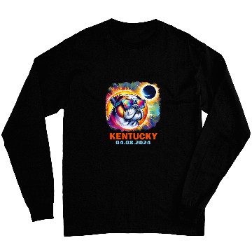 Discover Colorful Bulldog Total Solar Eclipse 2024 Kentucky Long Sleeves