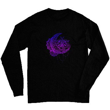 Discover Moth Astrology Witchcraft Insect Pagan Occult Crescent Moon Long Sleeves