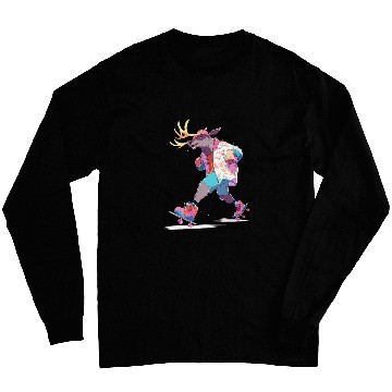 Discover Roller Skating Funny Moose Skater Roller Skates Long Sleeves