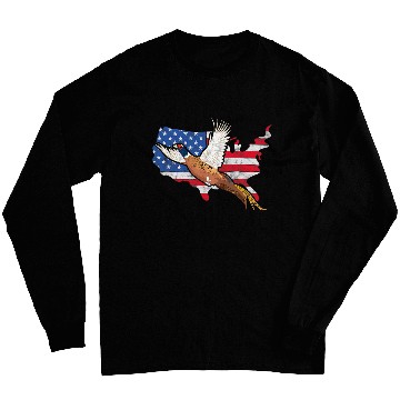 Discover Pheasant Hunter American Flag Graphic Bird Hunting Vintage Long Sleeves