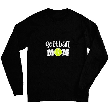 Discover Softball Mom w Yellow Softball White Design Long Sleeves