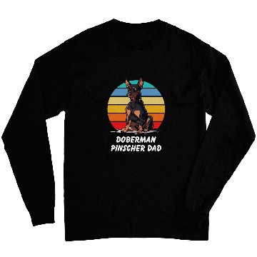 Discover Funny Doberman Pinscher For Dogs Dad Lovers Retro Sunset Long Sleeves
