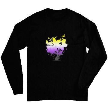 Discover Non Binary Butterfly Tree Non Binary Flag Nonbinary Pride Long Sleeves
