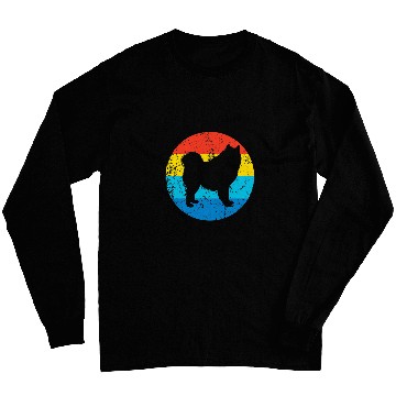 Discover Dog Samoyed Breed Silhouette Retro 1970s Circle Long Sleeves