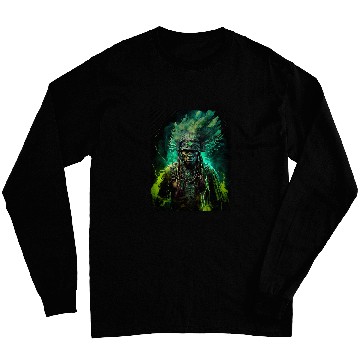 Discover Native American Chief Lightning Bolt Geometric Graphic Long Sleeves