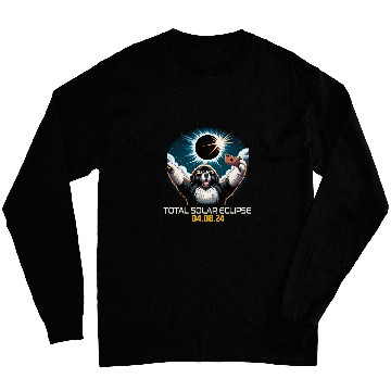 Discover Newfoundland Dog Selfie Solar Eclipse Long Sleeves