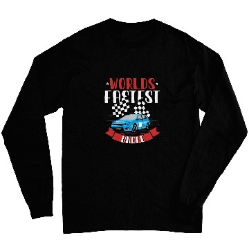 Discover Worlds Fastest Uncle Race Car Checkered Flag 3 Long Sleeves