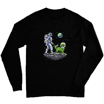 Discover Space Astronaut Walking Alien Dog Planet Earth Long Sleeves