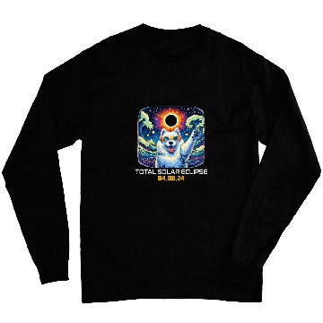 Discover Samoyed Dog Taking Selfie Solar Eclipse Long Sleeves