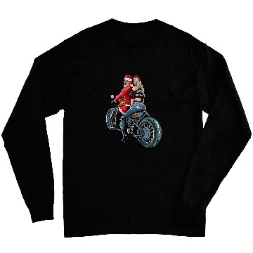 Discover Santa And Mrs Claus Motorcycle Gift Christmas Biker 21 Long Sleeves