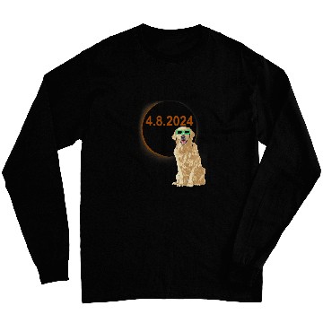 Discover Solar Eclipse Golden Retriever Wearing Solar Eclipse Glasses Long Sleeves