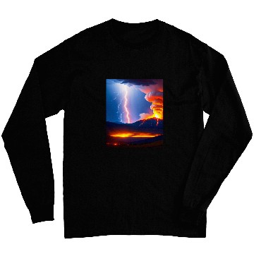 Discover Lightning Storm during an Volcanic eruption Long Sleeves