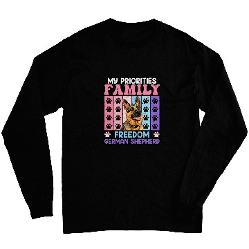 Discover German Shepherd MY PRIORITIES FAMILY FREEDOM Women Long Sleeves