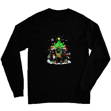 Discover Santa Newfoundland Dog Squad Christmas Tree Lights Long Sleeves