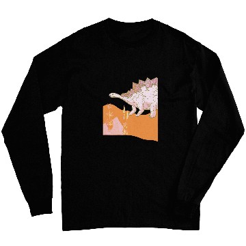 Discover Pink and Orange Prehistoric Jurassic Dinosaur Illustration Long Sleeves