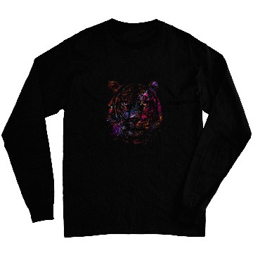 Discover Tiger Face Abstract Art Watercolor Long Sleeves