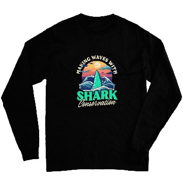 Discover Waves Shark Conservation Design Biologist Shark Lover Long Sleeves