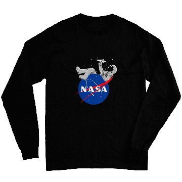 Discover NASA Astronaut play with paper plane Logo Long Sleeves