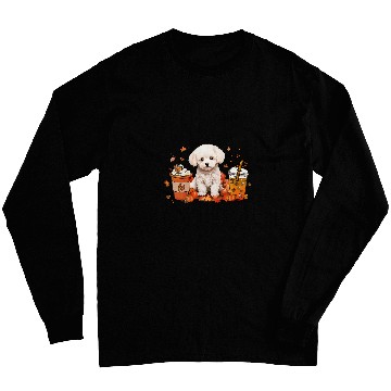 Discover Maltipoo Coffee Warm Cozy Fall Autumn Vibes Thanksgiving Long Sleeves