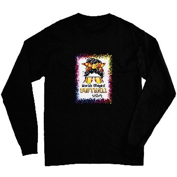 Discover Worlds Okayest Softball Sister Bleached Leopard Messy Bun Long Sleeves