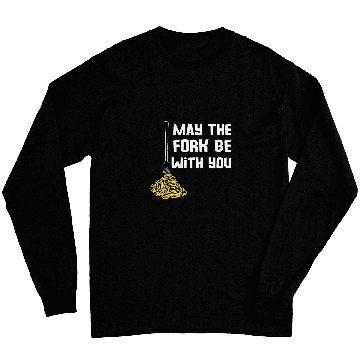 Discover May The Fork Be With You Kitchen Cooking Chef Puns Spaghetti Long Sleeves