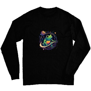 Discover Outer Space Frog on Galaxy Astronaut Frog Long Sleeves