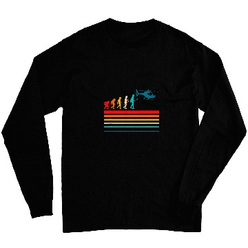 Discover Helicopter Evolution Helicopter Pilot Rotorcraft Retro Long Sleeves
