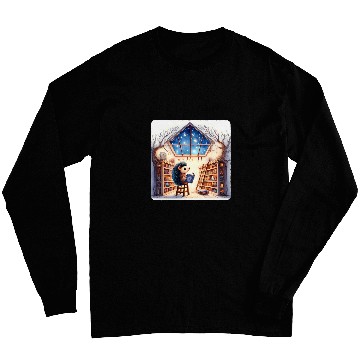 Discover Hedgehog Reading Star Gazing Book Library Branches Stars Long Sleeves