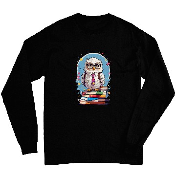 Discover Owl Teacher standing on books 2 Long Sleeves