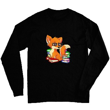 Discover Funny Nerdy Fox Animal Bookworm Reading Book Lovers Long Sleeves