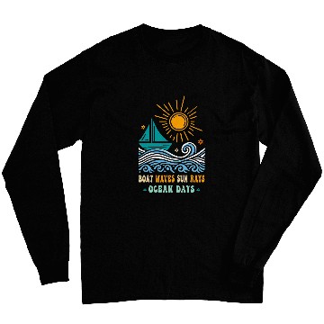 Discover Marine Navigation Boat Waves Sun Rays Ocean Day Cabin cruise Long Sleeves