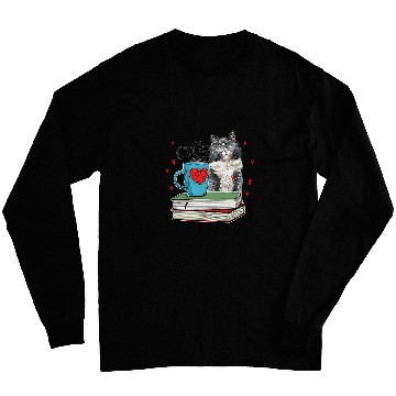 Discover Cute Cat Reading Book For Cat Lovers Long Sleeves