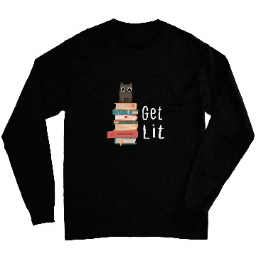 Discover Book Readers Get Lit Reading Books Funny Cat Lovers Long Sleeves